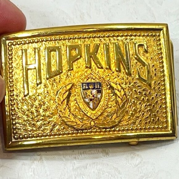 VTG The Johns Hopkins University 1950's Baltimore Brass Belt Buckle 2"x1.5" - Picture 4 of 7